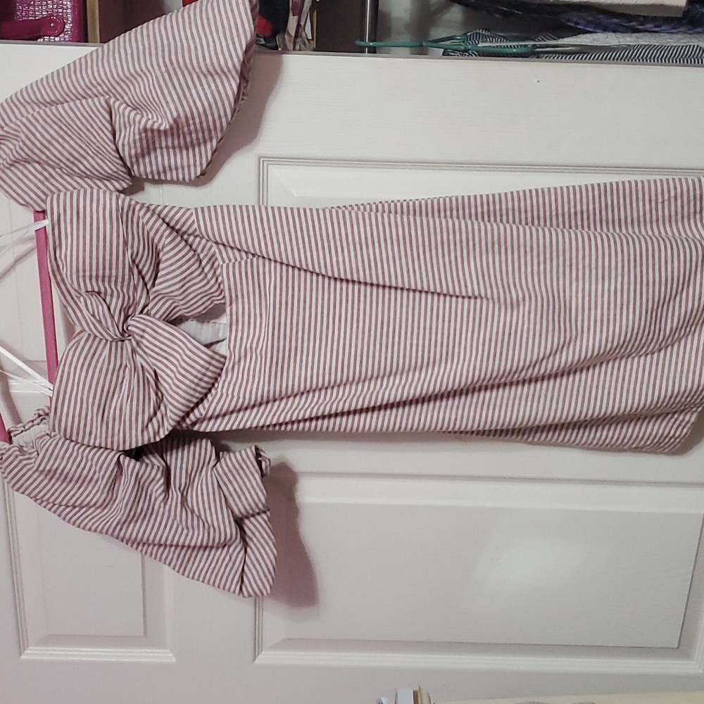 Pink and white striped dress